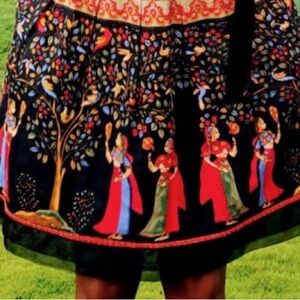 Artistic Black and Red Women's Skirt